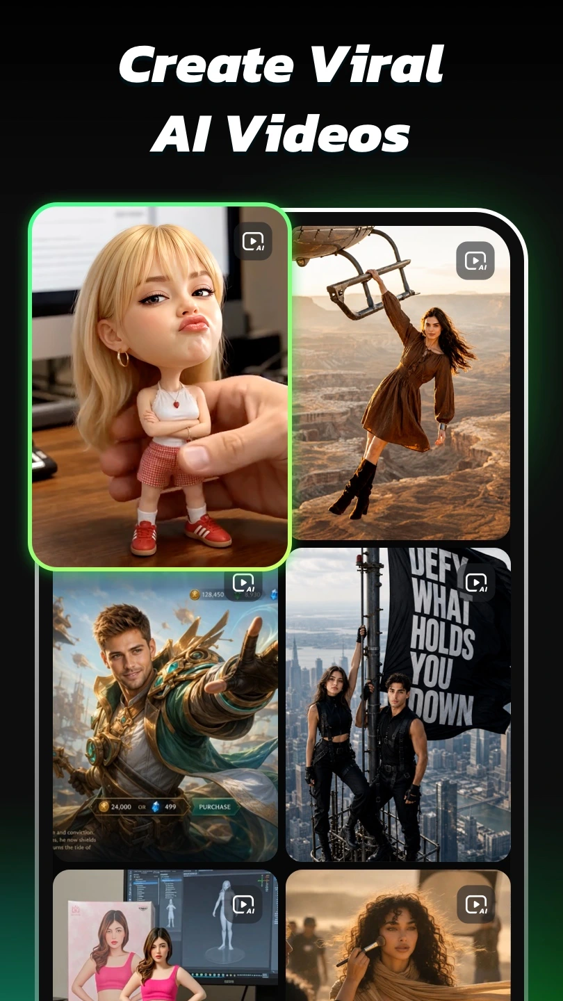 Official AI Morph examples of photo-based video effects